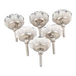 Decorative ceramic knobs, 'Flower colour' (set of 6) - Decorative Ceramic Knobs with Floral Motif (Set of 6)
