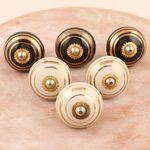 Decorative ceramic knobs, 'Winter Palace' (set of 6) - Handcrafted Ceramic Knobs from India (Set of 6)