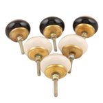 Decorative ceramic knobs, 'Winter Palace' (set of 6) - Handcrafted Ceramic Knobs from India (Set of 6)