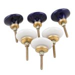 Decorative ceramic knobs, 'Elegant Assortment' (set of 6) - Hand-Painted Ceramic Knobs from India (Set of 6)