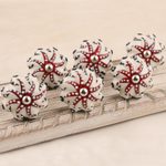 Decorative ceramic knobs, 'Star Saga' (set of 6) - Hand Made Ceramic Knobs from India (Set of 6)