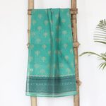 Block-printed cotton blend shawl, 'Kingdom Come' - Block-Printed Cotton and Silk Shawl