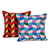 Chain-stitched cotton cushion covers, 'Zigzag Maze' (pair) - Cotton Cushion Covers with Geometric Motif (Pair)