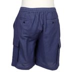 Men's linen-blend cargo shorts, 'Spring Cool in Navy' - Men's Navy Linen-Blend Cargo Shorts