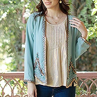 Beaded jacket, 'Glitz and Glamour in Aqua'