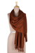 Hand-woven wool shawl, 'Winter Warmth in Chestnut' - Hand-Woven Chestnut-Colored Wool Shawl