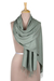 Hand-woven wool shawl, 'Winter Warmth in Jade' - Hand-Woven Light Green Wool Shawl