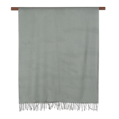 Handgewebter Wollschal - Handgewebter Schal aus hellgrüner Wolle