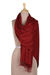 Wool shawl, 'Russet Wrap' - Brick Red 100% Wool Handwoven Shawl from India