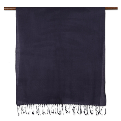 Hand-woven wool shawl, 'Winter Warmth in Mulberry' - Hand-Woven Mulberry Wool Shawl