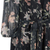 Chiffon a-line dress, 'Romantic Revival in Black' - Chiffon Shift Dress with Floral Motif (image 2f) thumbail