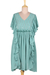 Viscose caftan dress, 'Cool Chic' - Hand Embroidered Jade Caftan Dress from India (image 2a) thumbail