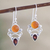 Carnelian and garnet dangle earrings, 'Eternal Sun' - Indian Carnelian and Garnet Dangle Earrings thumbail