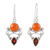 Carnelian and garnet dangle earrings, 'Eternal Sun' - Indian Carnelian and Garnet Dangle Earrings (image 2a) thumbail