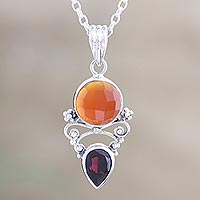 Featured review for Carnelian and garnet pendant necklace, Eternal Sun