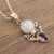 Amethyst and rainbow moonstone pendant necklace, 'Mystic Tide' - Amethyst and Rainbow Moonstone Pendant Necklace (image 2b) thumbail