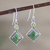 Peridot dangle earrings, 'Green Revolution'