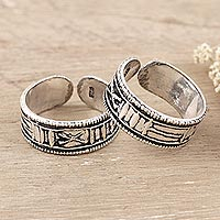 Sterling silver toe rings, 'First Choice' (pair) - Hand Crafted Sterling Silver Toe Rings (Pair)