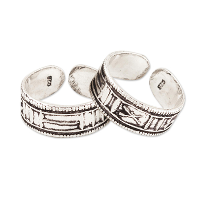Sterling silver toe rings, 'First Choice' (pair) - Hand Crafted Sterling Silver Toe Rings (Pair)