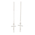 Sterling silver threader earrings, 'Profound Belief' - Sterling Silver Threader Earrings with Cross Motif