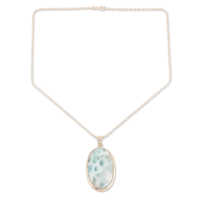 Larimar pendant necklace, 'Cloud Nine' - Larimar and Sterling Silver Pendant Necklace