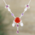 Multi-gemstone pendant necklace, 'Good Life' - Carnelian and Rainbow Moonstone Pendant Necklace (image 2) thumbail