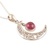 Ruby pendant necklace, 'Moon's Paramour' - Ruby and Sterling Silver Crescent Moon Necklace (image 2c) thumbail
