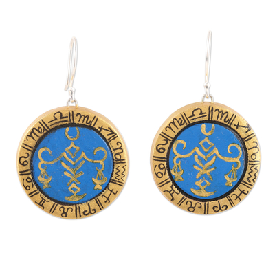 Ceramic Dangle Earrings with Zodiac Motif