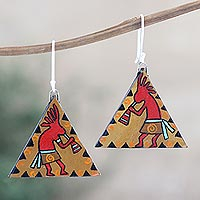 Ceramic dangle earrings, 'Soft Serenade' - Hand Crafted Ceramic Dangle Earrings