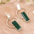 Onyx dangle earrings, 'Modern Life in Green' - Green Onyx and Sterling Silver Dangle Earrings