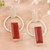 Carnelian dangle earrings, 'Modern Life in Orange' - Carnelian and Sterling Silver Dangle Earrings