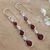 Garnet dangle earrings, 'Late Rain in Red' - Hand Crafted Garnet Dangle Earrings from India (image 2b) thumbail