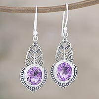 Amethyst dangle earrings, 'Embrace Magic' - Amethyst and Sterling Silver Dangle Earrings