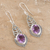 Amethyst dangle earrings, 'Embrace Magic' - Amethyst and Sterling Silver Dangle Earrings