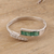 Rhodium-plated emerald band ring, 'Sun Path in Green' - Rhodium-Plated Emerald Band Ring from India