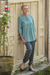 Cotton tunic, 'Udaipur Lake in Blue' - Beaded Cotton Tunic from India (image 2b) thumbail