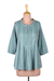 Cotton tunic, 'Udaipur Lake in Blue' - Beaded Cotton Tunic from India (image 2e) thumbail