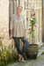 Embellished cotton tunic, 'Dear Friend' - Pintuck Cotton Tunic with Glass Bead Work (image 2b) thumbail