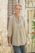 Embellished cotton tunic, 'Dear Friend' - Pintuck Cotton Tunic with Glass Bead Work (image 2c) thumbail