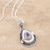 Amethyst locket necklace, 'Forget Me Not' - Indian Amethyst and Sterling Silver Locket Necklace