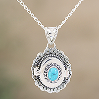 Sterling silver locket necklace, 'Paint a Picture' - Artisan Crafted Sterling Silver Locket Necklace