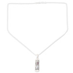 Garnet locket necklace, 'Into the Ether' - Handmade Garnet and Sterling Silver Locket Necklace