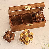 Acacia Wood Puzzles (Boxed Set of 3),'Triple the Fun'