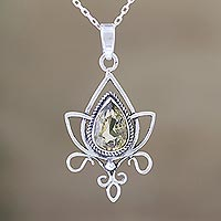 Citrine pendant necklace, 'New Paradise' - Handcrafted Citrine and Sterling Silver Pendant Necklace