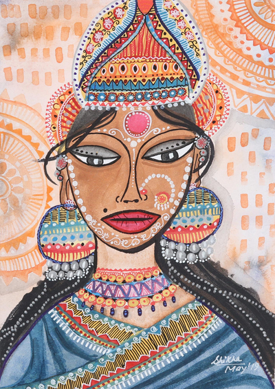 'Bride from Bengal' - Watercolour Wedding Painting on Handmade Paper