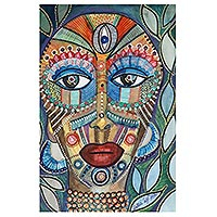 „Maske I“ – Aquarell-Porträtmalerei auf handgeschöpftem Papier