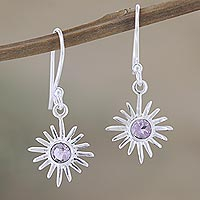Amethyst dangle earrings, 'Lavender Star'