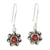 Garnet dangle earrings, 'Red Blossom' - Sterling Silver and Garnet Dangle Earrings from India