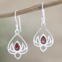 Garnet dangle earrings, 'Fire Lotus'