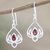 Garnet dangle earrings, 'Fire Lotus' - Lotus Flower Themed Sterling Silver Earrings with Garnet (image 2) thumbail